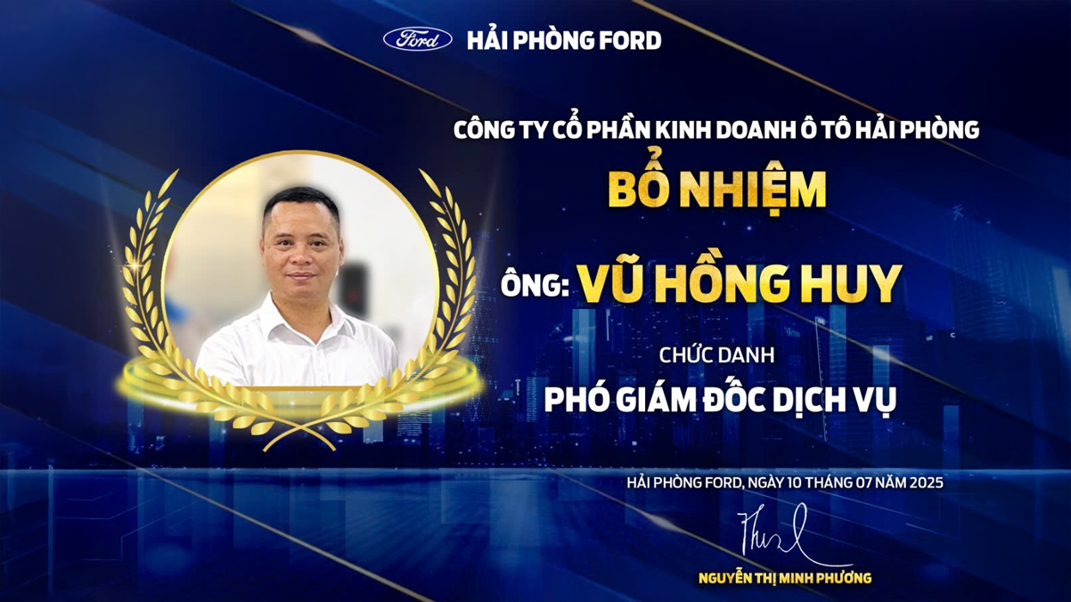 Hải Phòng Ford Bổ Nhiệm Phó Giám Đốc Dịch Vụ
