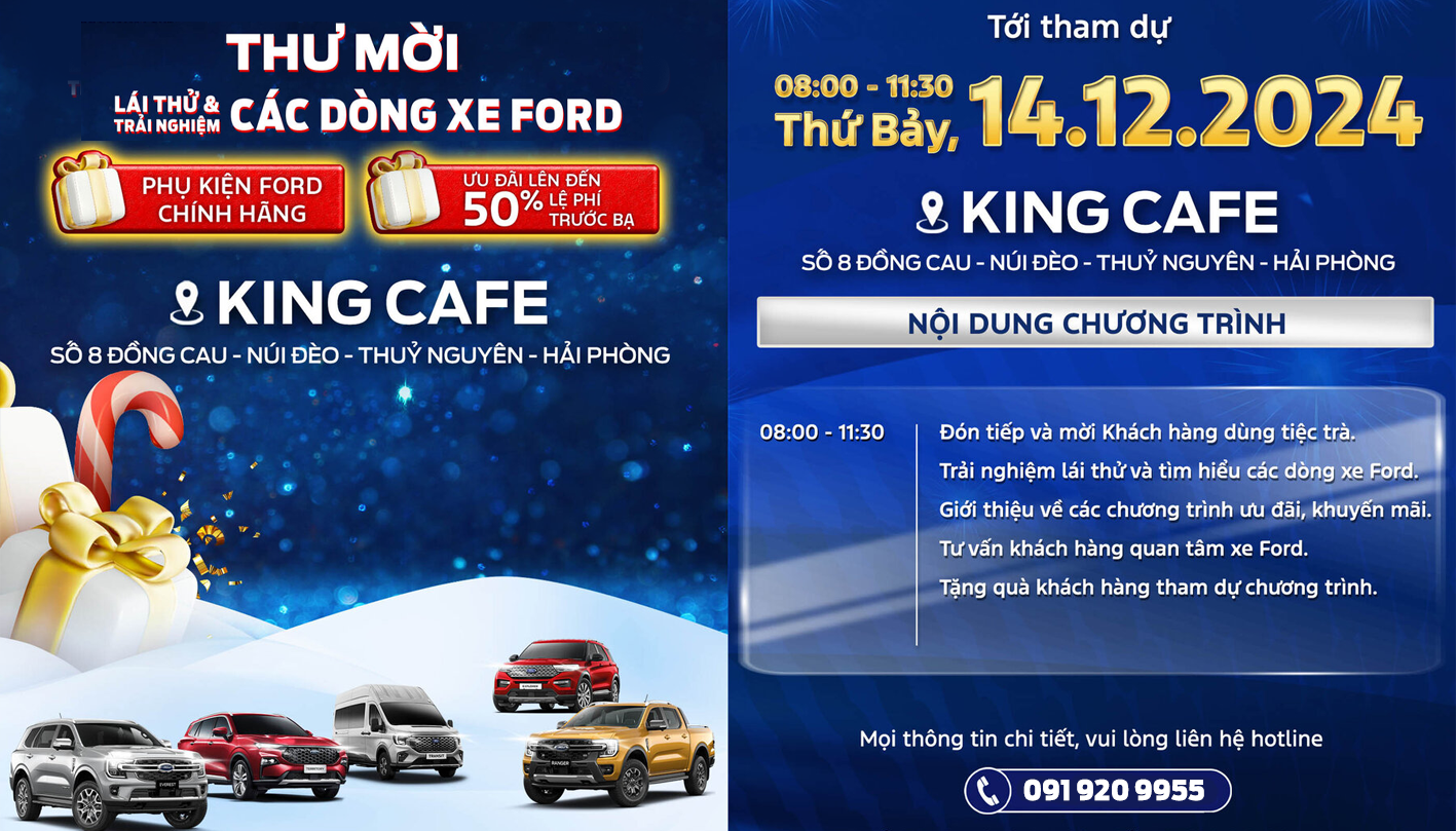 Thư mời tham gia sự kiện lái thử các dòng xe Ford tại Thuỷ Nguyên - Hải Phòng
